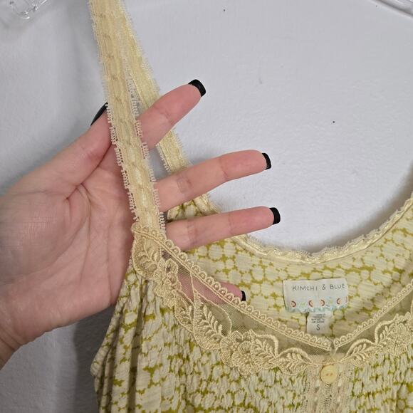 Kimchi & Blue Floral Lace Trim Cami Tank Size S Y2k Fairy Dainty Babydoll Boho - Picture 4 of 13